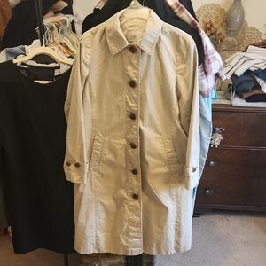 LOFT Beige Trench Coat with Button Details